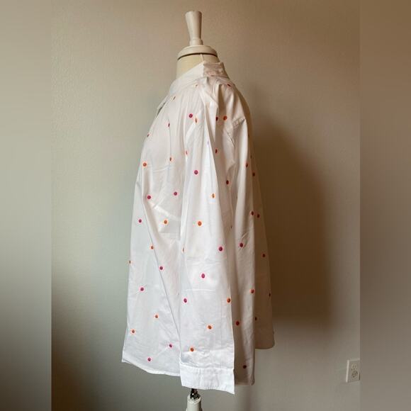 Lemon Way NWOT Retro Versatile Artsy Embroidered Dot Poplin Button Down Shirt 3X - Picture 5 of 8